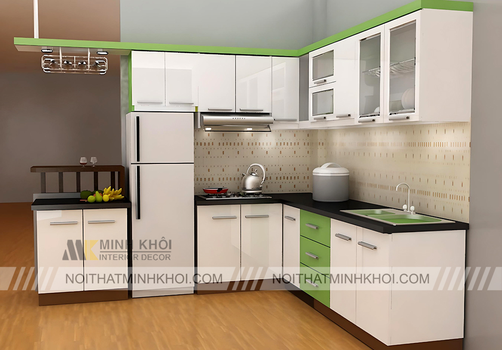 Tủ bếp đơn giản mà đẹp gỗ công nghiệp