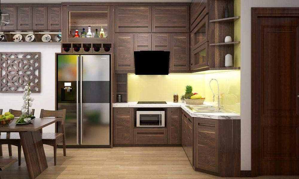 Tủ Kệ Bếp gỗ óc chó đẹp