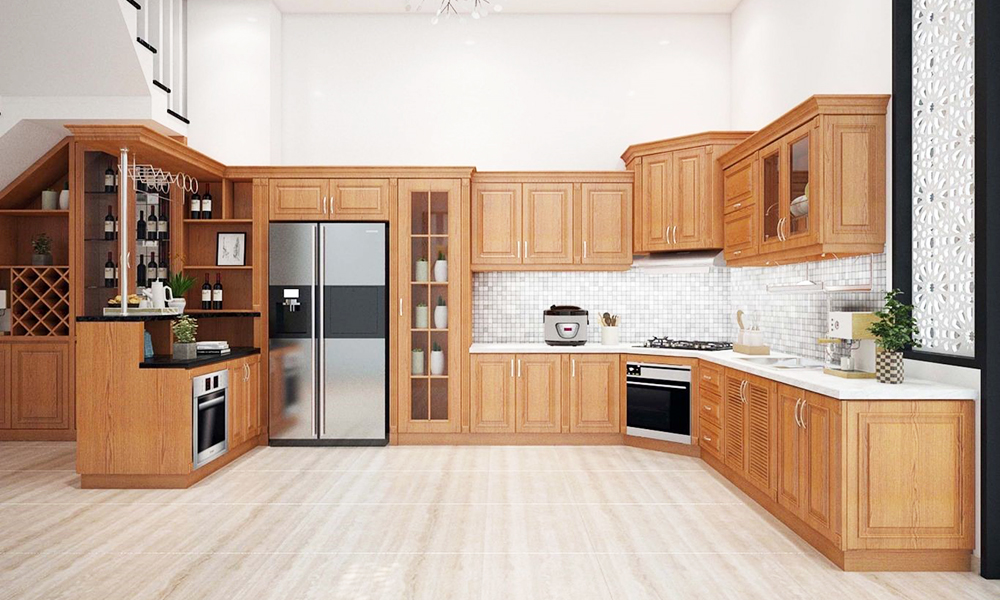 Tủ Kệ Bếp Gỗ Sồi Đẹp