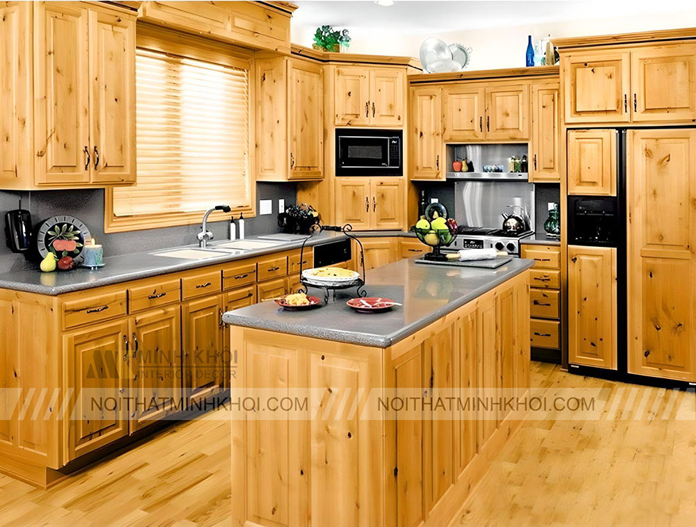Tủ bếp gỗ sồi