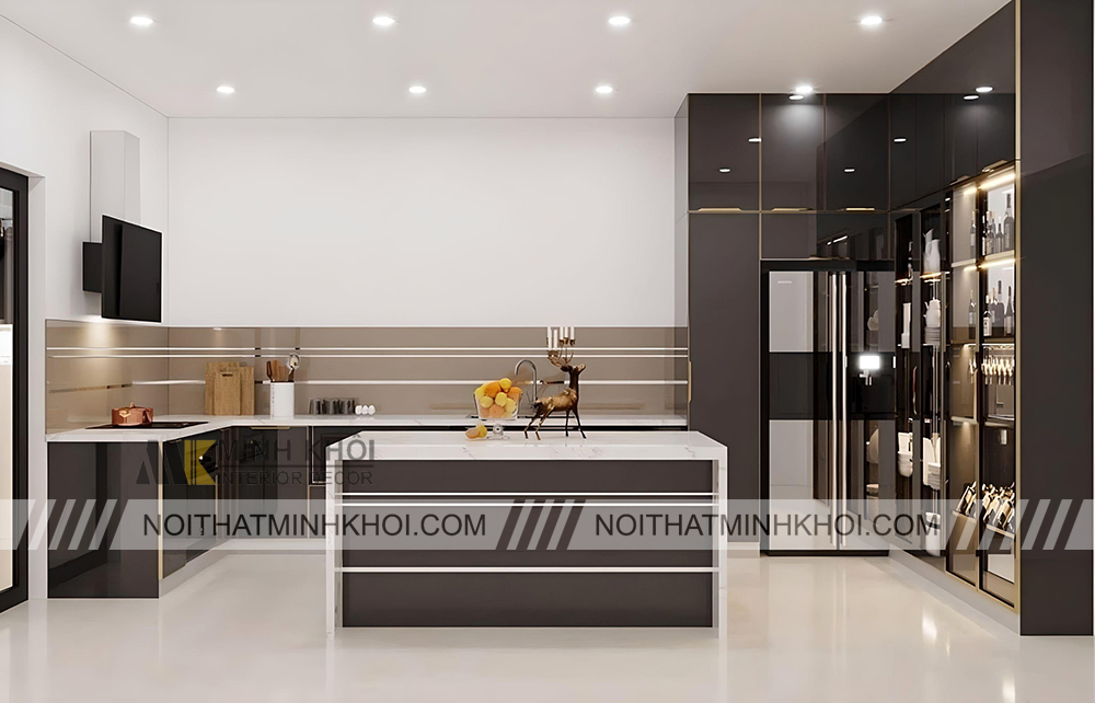 Tủ bếp inox màu đen huyền ảo