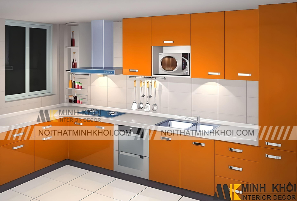 Tủ bếp MDF phủ acrylic TB3874 trẻ trung nổi bật