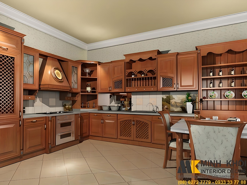 Tủ bếp tân cổ điển chữ L