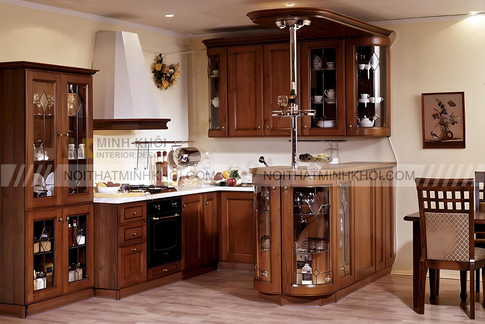 Tủ bếp tân cổ điển chữ U