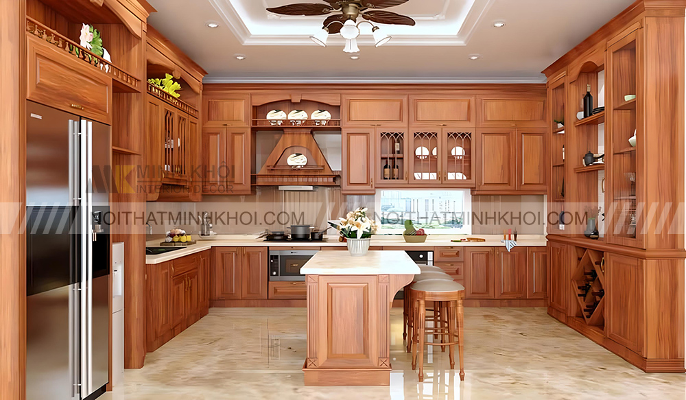Tủ bếp tân cổ điển kịch trần