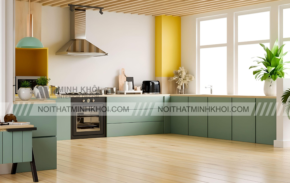 Tủ bếp xanh lá cây