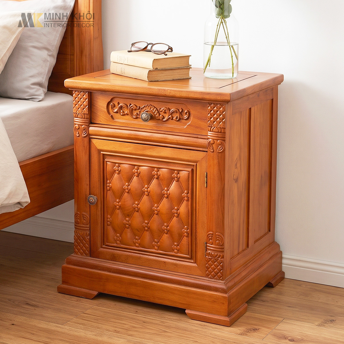 Tủ Đầu Giường Hoa Mai Tân Cổ Điển - TDG237