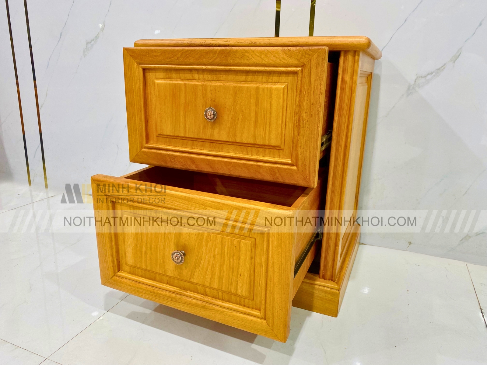 Tủ Đầu Giường Gỗ Gõ Đỏ 2 Hộc Hiện Đại - TDG222