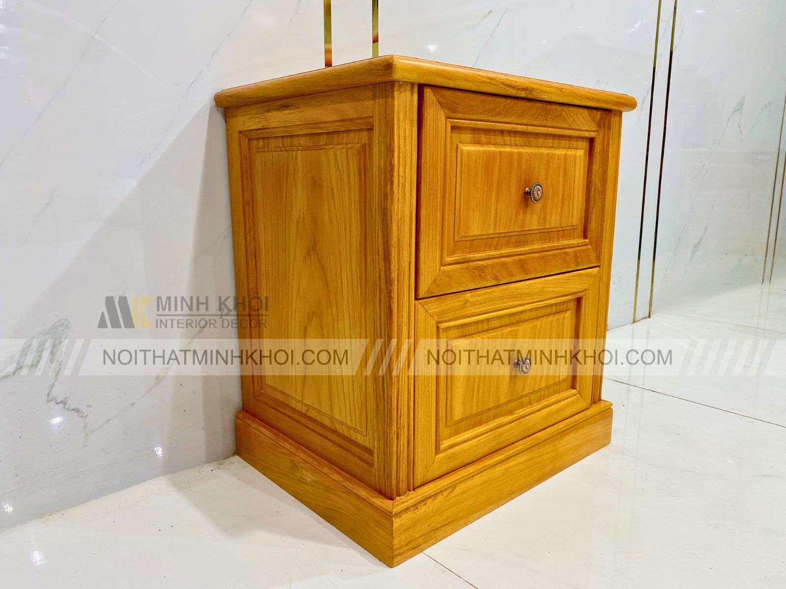 Tủ Đầu Giường Gỗ Gõ Đỏ 2 Hộc Hiện Đại - TDG222