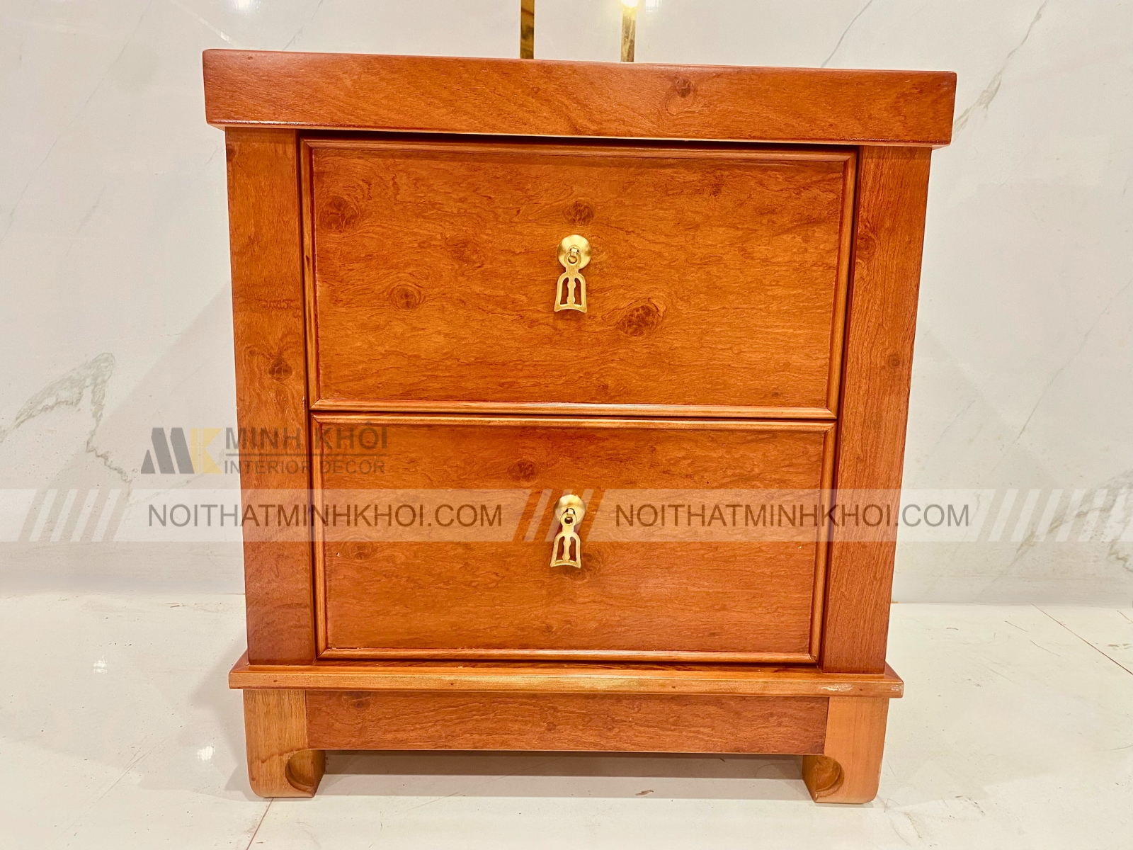Tủ Đầu Giường Gỗ Hương Đá 2 Hộc Tiện Lợi - TDG223