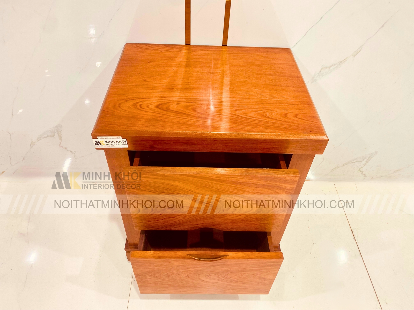 Tủ Đầu Giường Hương Đá Tay Nắm Âm 2 Hộc - TDG224