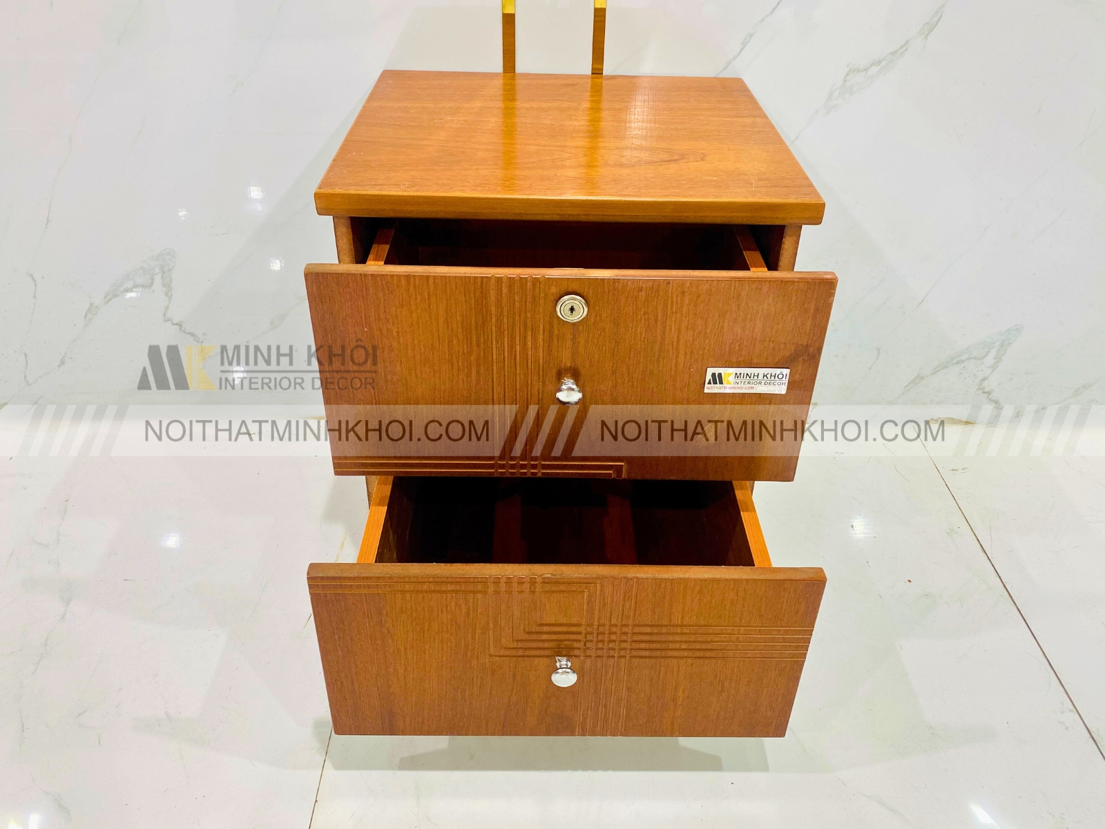 Tủ Đầu Giường MDF Vân Sồi 2 Hộc - TDG011