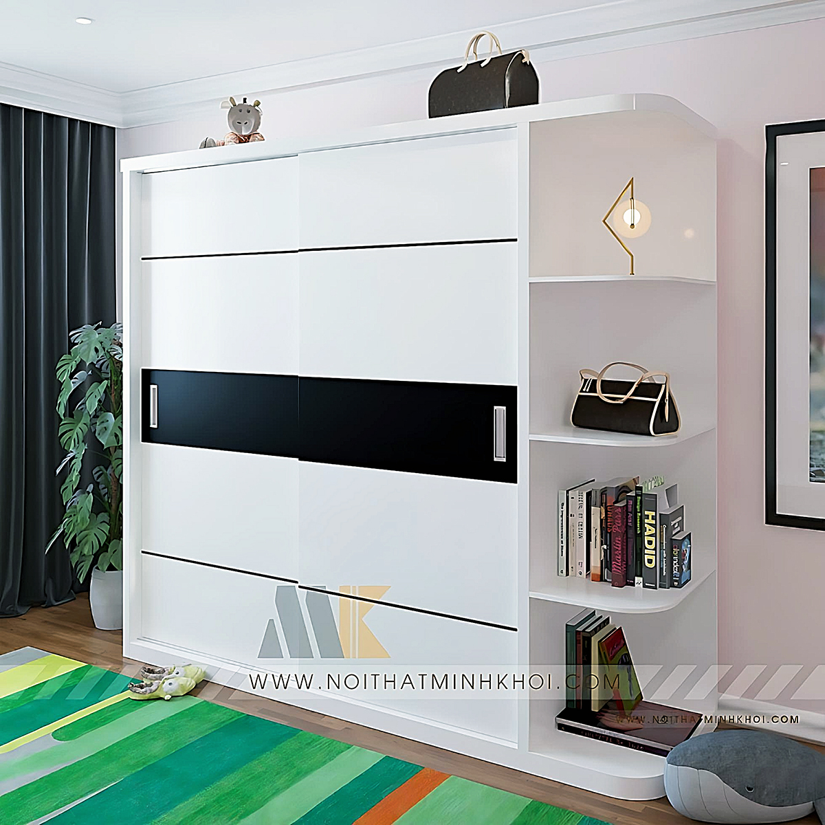 Tủ Đựng Quần Áo Màu Trắng Cửa Lùa 2m - TA668