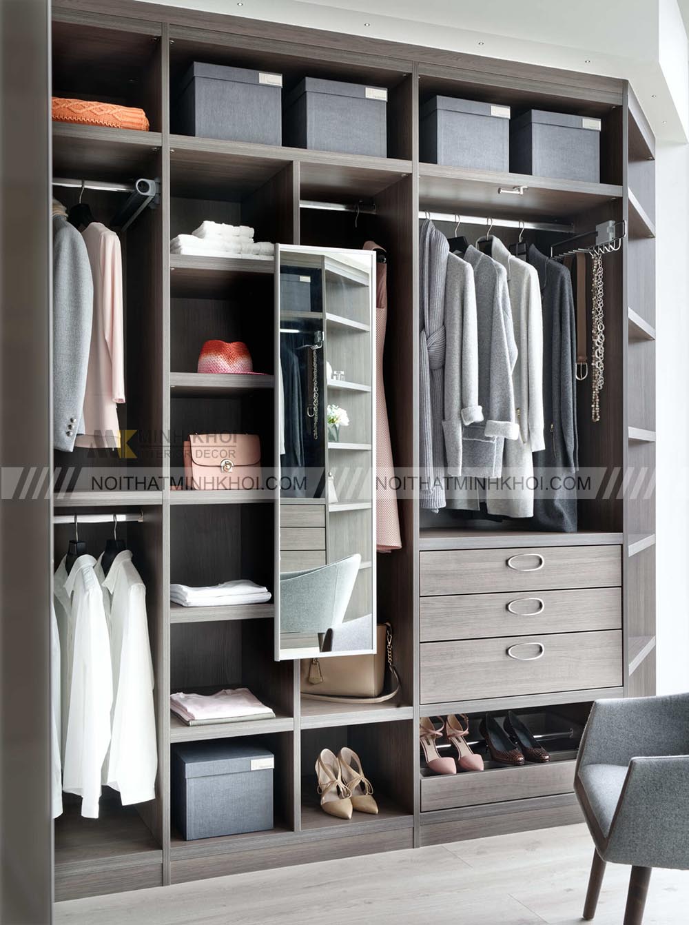 Tủ giày âm tường gỗ HDF