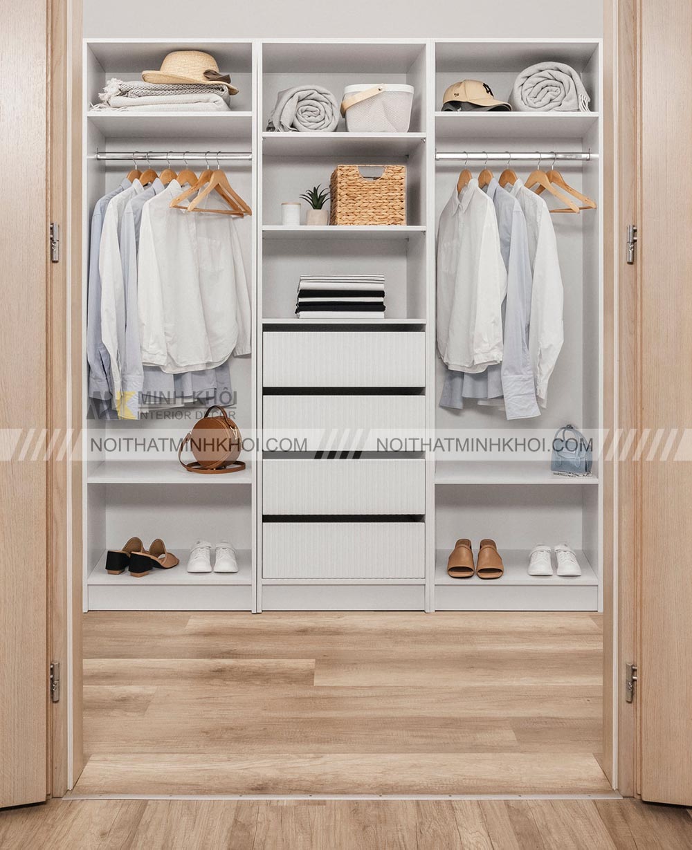 Tủ để giày âm tường gỗ hương