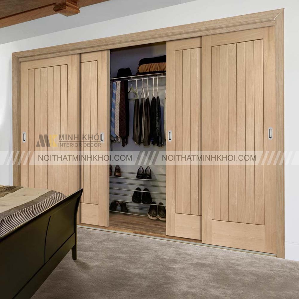 Tủ để giày âm tường gỗ sồi