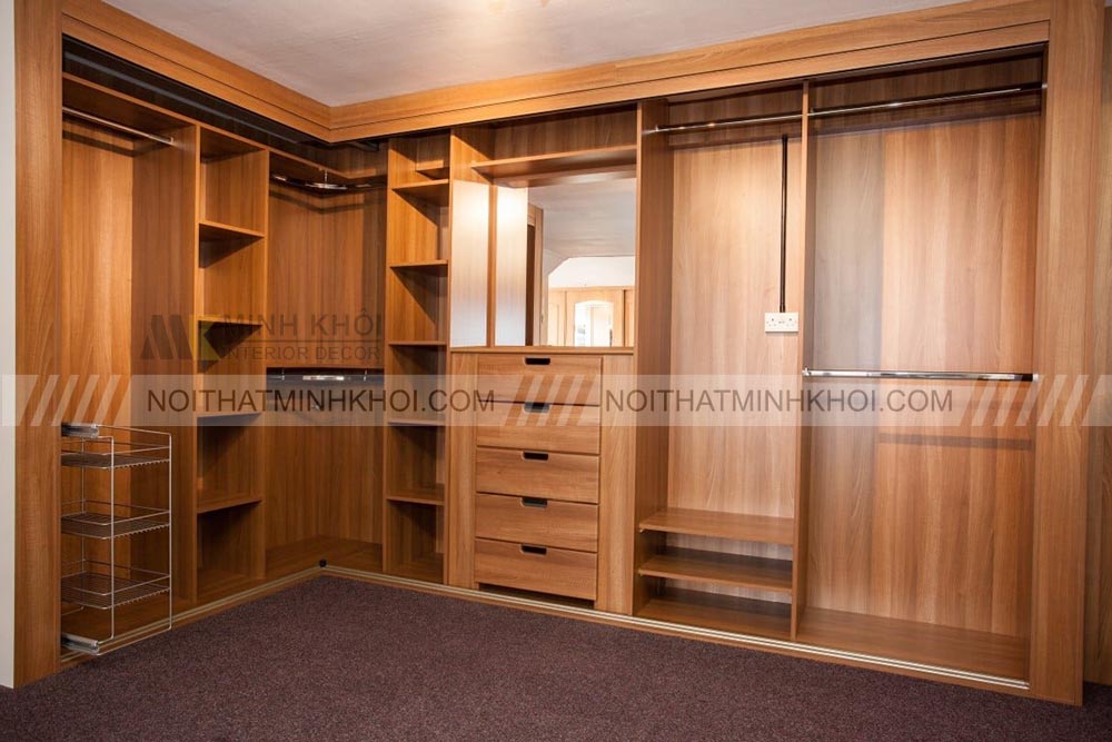 Tủ để giày âm tường gỗ xoan đào