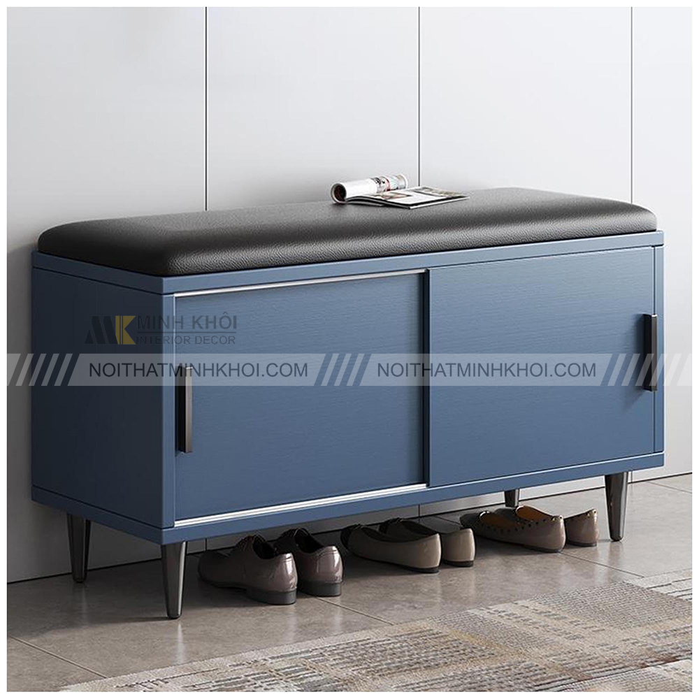 Tủ giày cửa lùa 2 tầng kiêm ghế ngồi