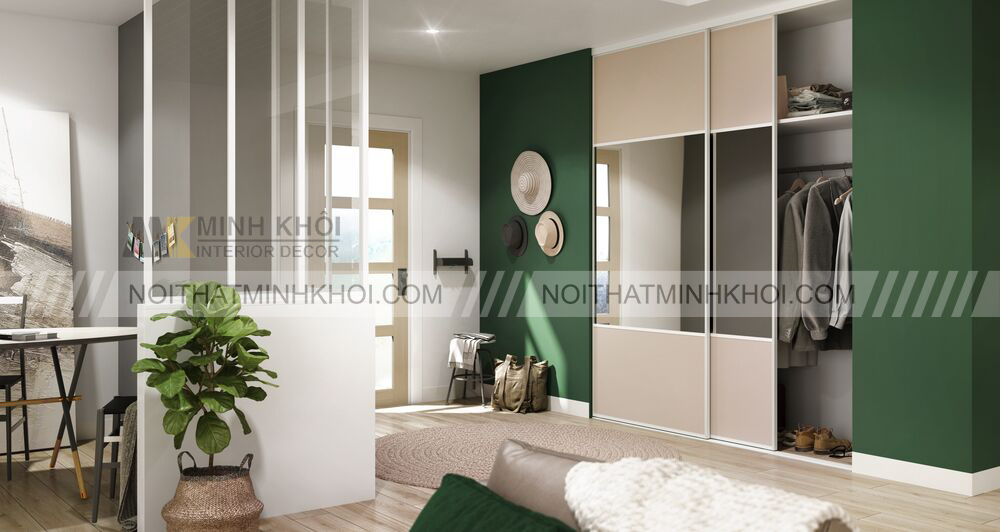 Tủ giày cửa lùa kịch trần có gương