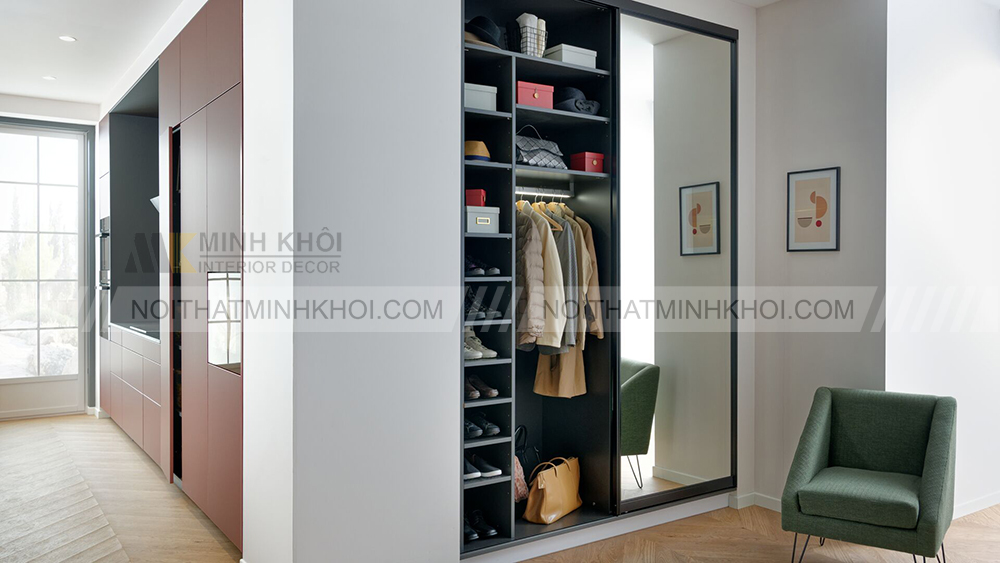 Tủ giày cửa lùa kịch trần gỗ MDF