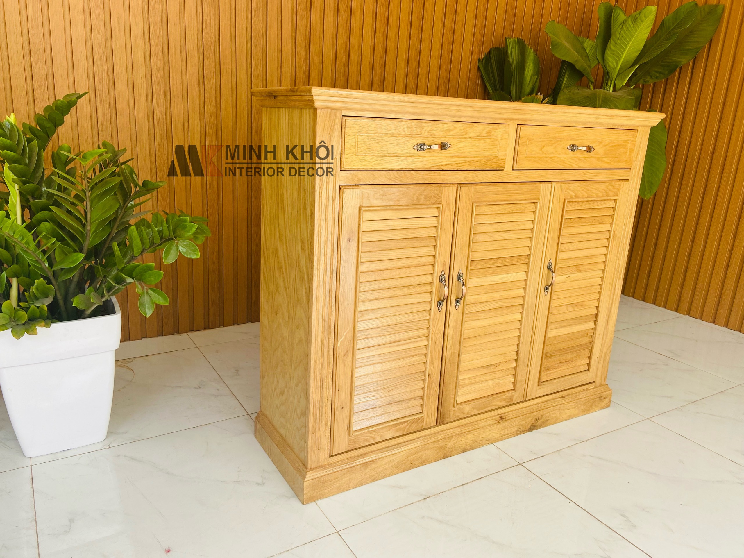 Tủ Giày Dép Lá Sách Gỗ Sồi mỹ 1m2 - TGD205