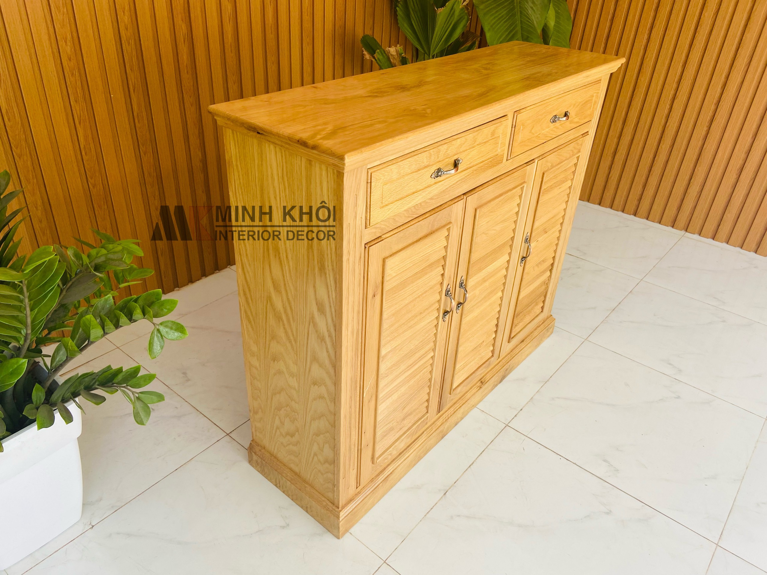 Tủ Giày Dép Lá Sách Gỗ Sồi mỹ 1m2 - TGD205