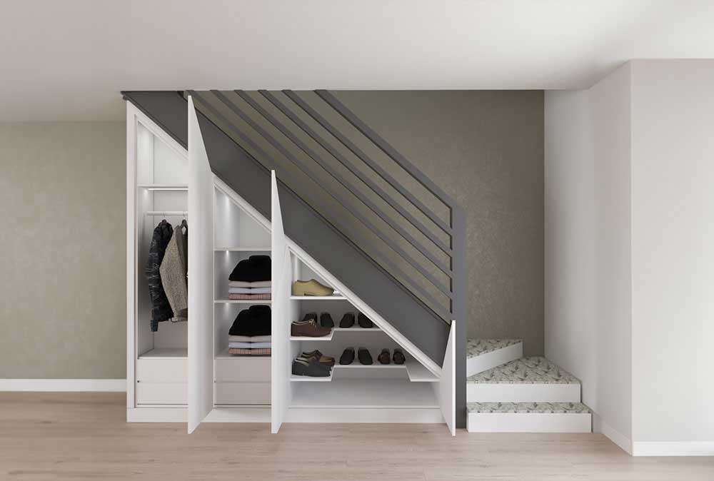 Mẫu Tủ Giày Gầm Cầu Thang Hiện Đại Tận Dụng Tối Đa Không Gian
