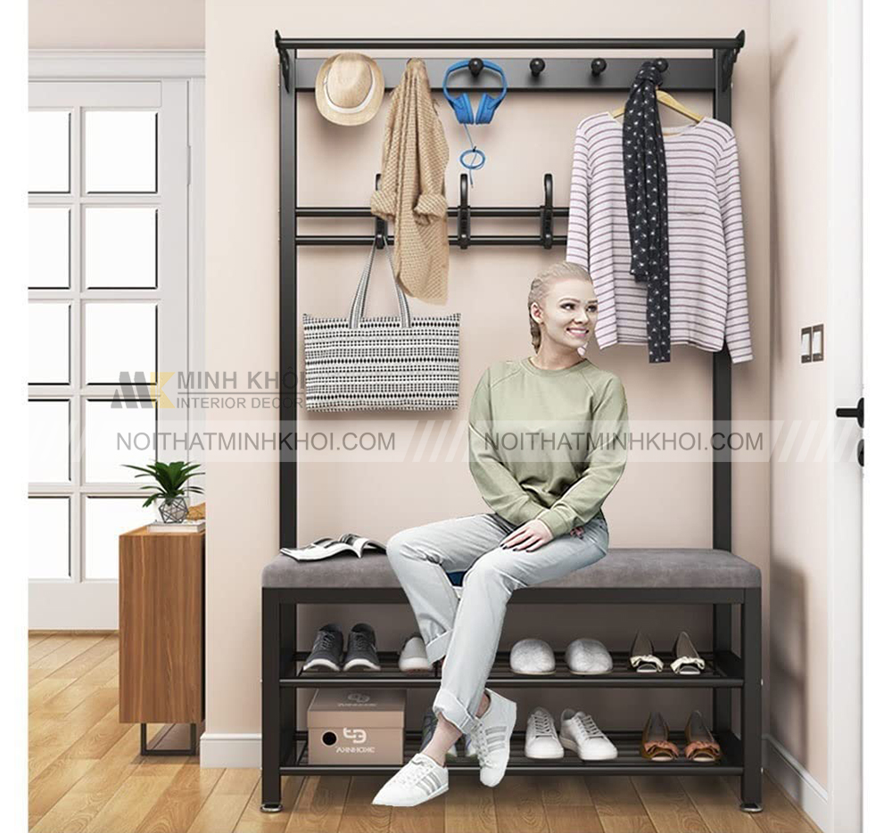 Tủ giày kiêm ghế ngồi và móc treo đồ thông minh
