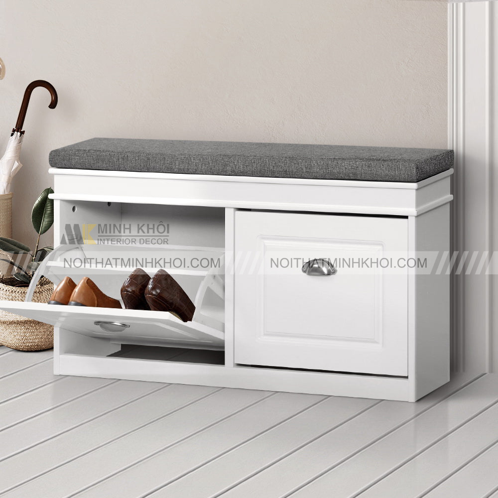 Tủ giày siêu mỏng kiêm ghế ngồi sofa nỉ