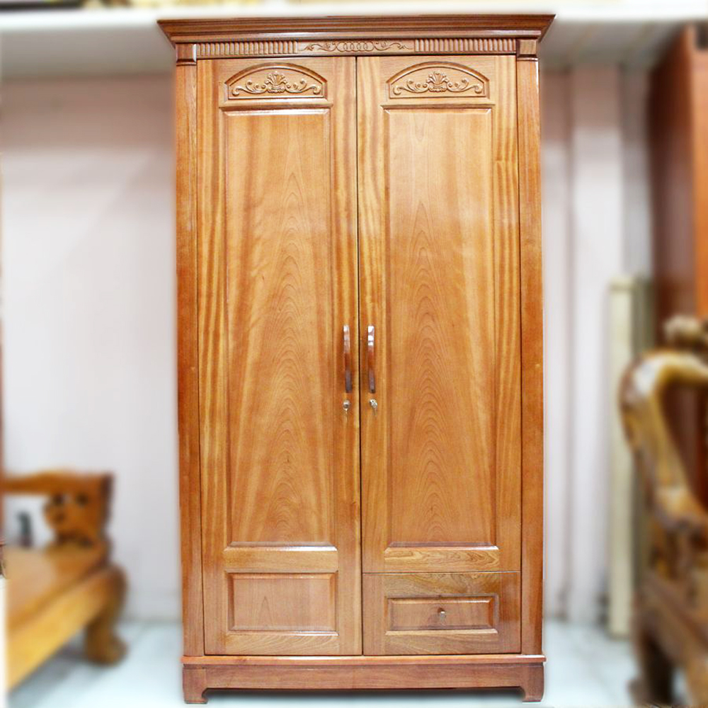 Tủ quần áo gỗ xoan đào 2 cánh đẹp