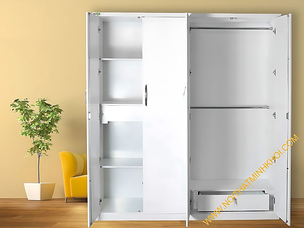 Tủ Quần Áo 4 Cánh Màu Trắng - TA913