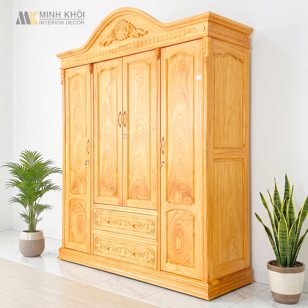 Tủ Đựng Quần Áo Gõ Đỏ Cổ Điển Cao Cấp - TA206