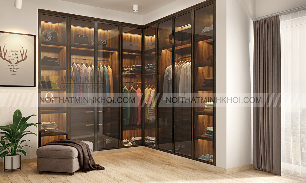 Tủ quần áo chữ L âm tường