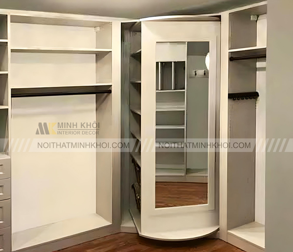 Tủ quần áo chữ L dạng xoay