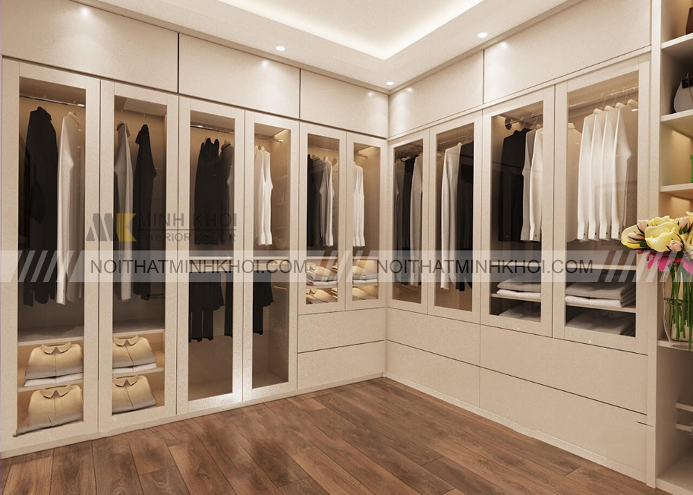 Tủ quần áo chữ L gỗ công nghiệp