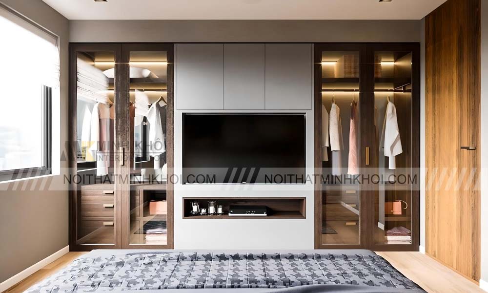 Tủ quần áo kịch trần kích thước lớn phong cách hiện đại