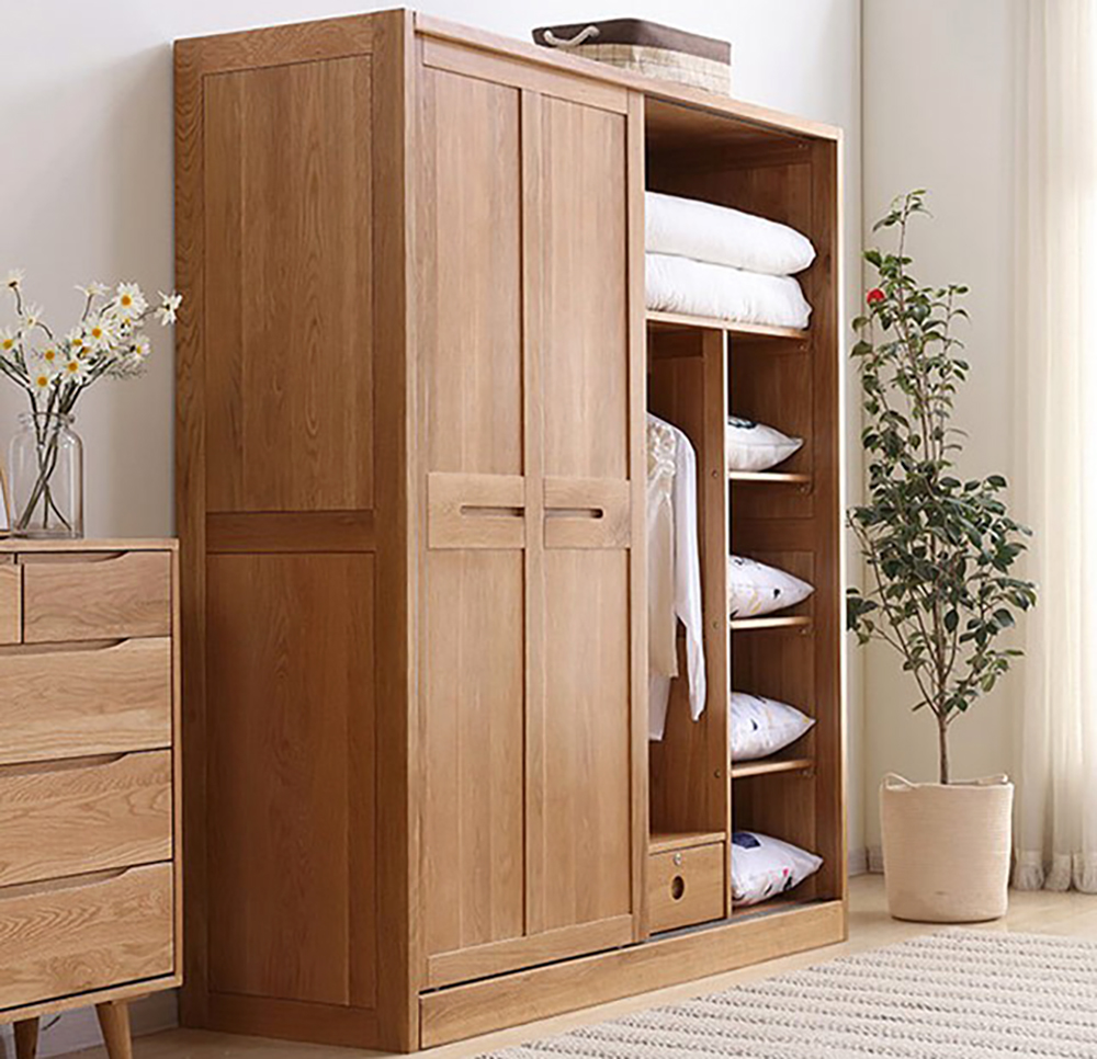 Tủ quần áo cửa lùa gỗ tự nhiên