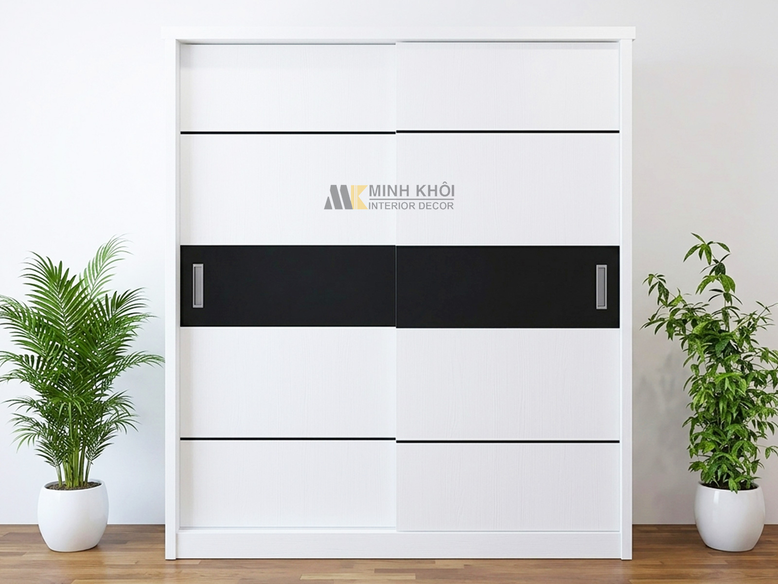 Tủ Đựng Quần Áo Cửa Lùa MDF Màu Trắng - TA663