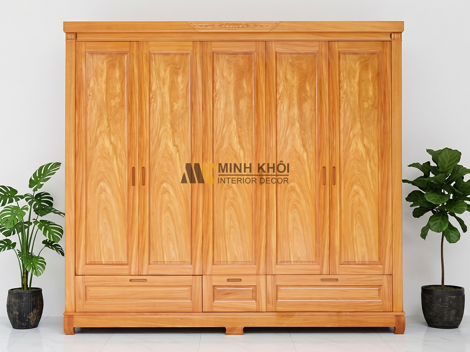Tủ Để Áo Quần Phủ Gỗ Đinh hương 5 cánh - TA221