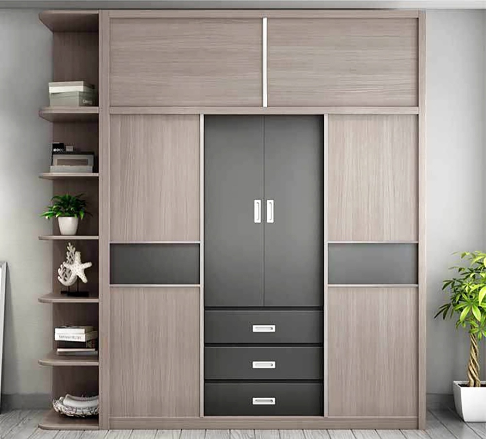 Tủ quần áo gỗ công nghiệp 4 cánh cửa lùa