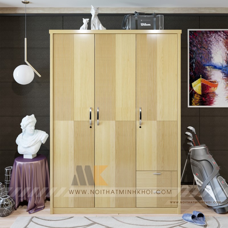 Tủ Quần Áo 4 MDF Cao Cấp Màu Gỗ Sồi