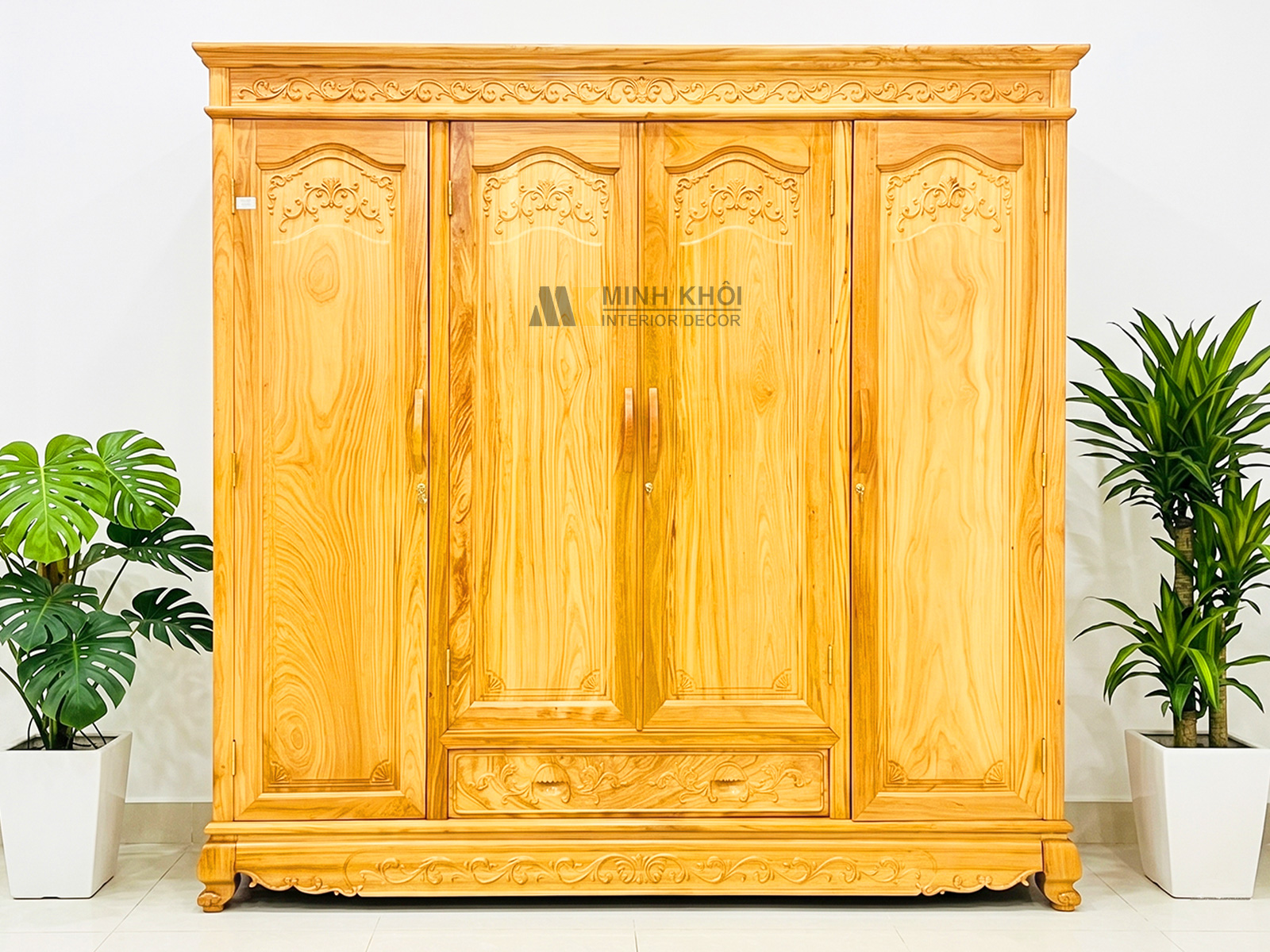 Tủ Quần Áo Cao Cấp Gỗ Gõ Đỏ 4 Cánh - TA969