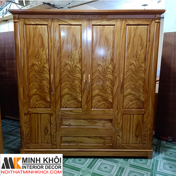 Tủ  Áo Gỗ Gõ Đỏ Hiện Đại 3 Cánh Đẹp - TA951