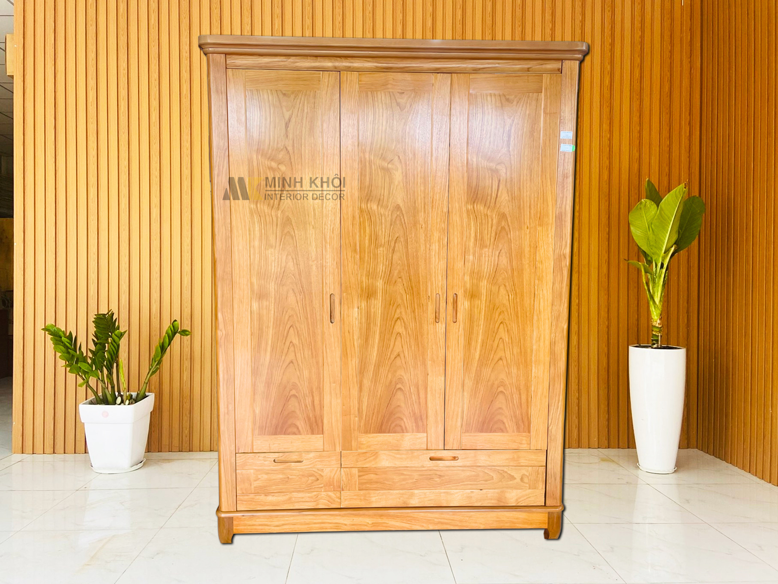 Tủ Quần Áo Gỗ Gõ Đỏ 3 Cánh Hiện Đại Giá Rẻ - TA968