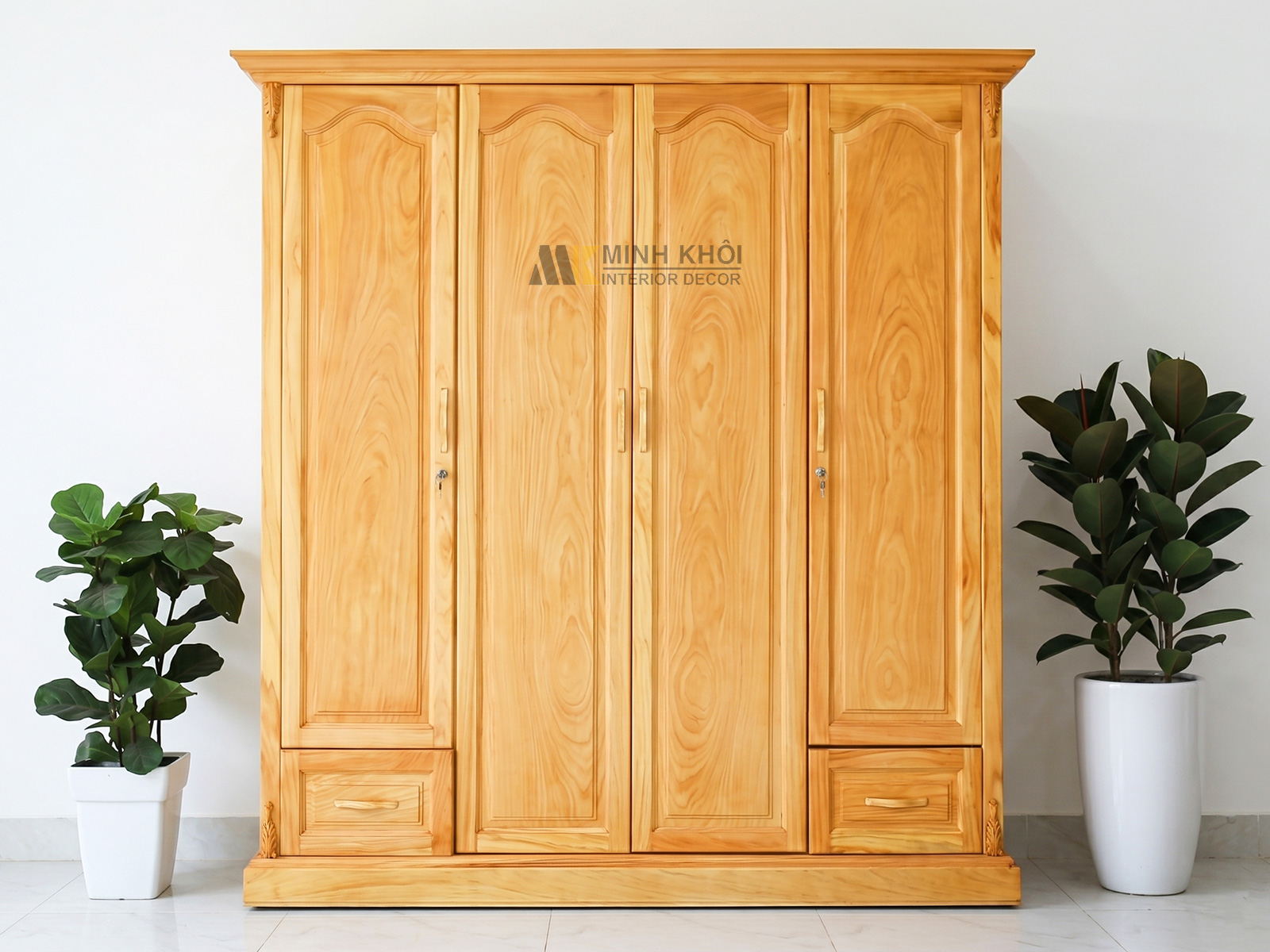 Tủ Quần Áo Gỗ Gõ Đỏ 4 Cánh - TA970