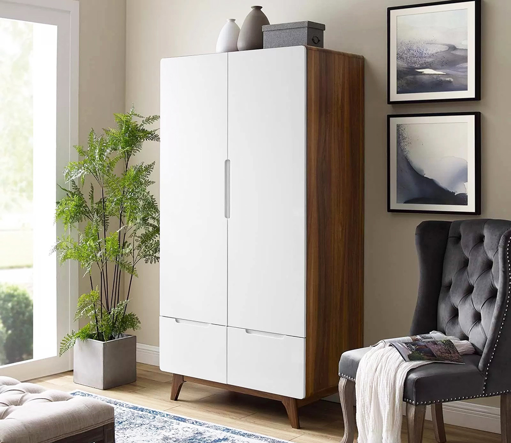 Tủ quần áo gỗ màu trắng đơn giản thanh lịch