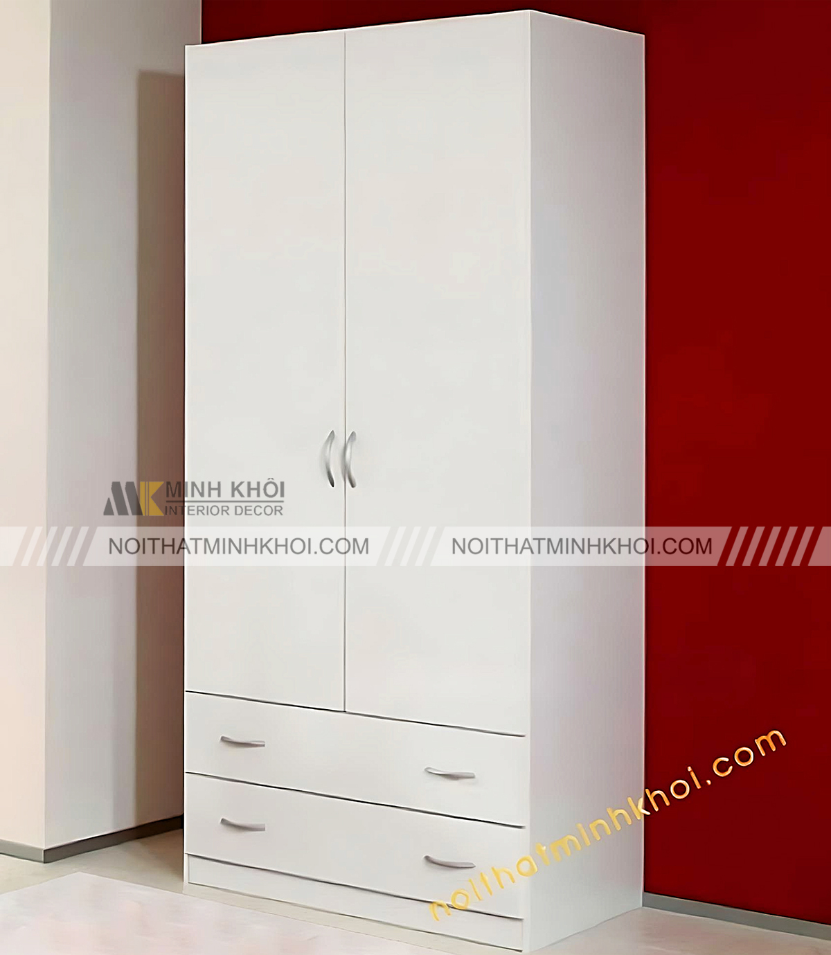 Tủ Quần Áo Gỗ MFC Màu Trắng Cỡ Nhỏ - TA054