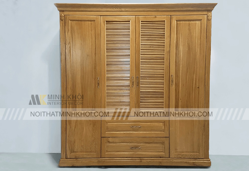 Tủ Quần Áo Gỗ Sồi 4 Cánh Đẹp Hiện Đại