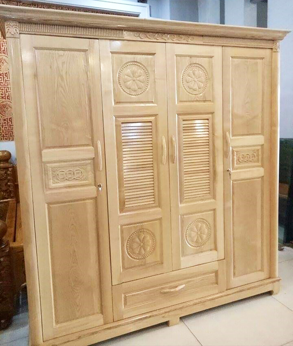 Tủ Quần Áo Gỗ Sồi 4 Cánh Đẹp Hiện Đại