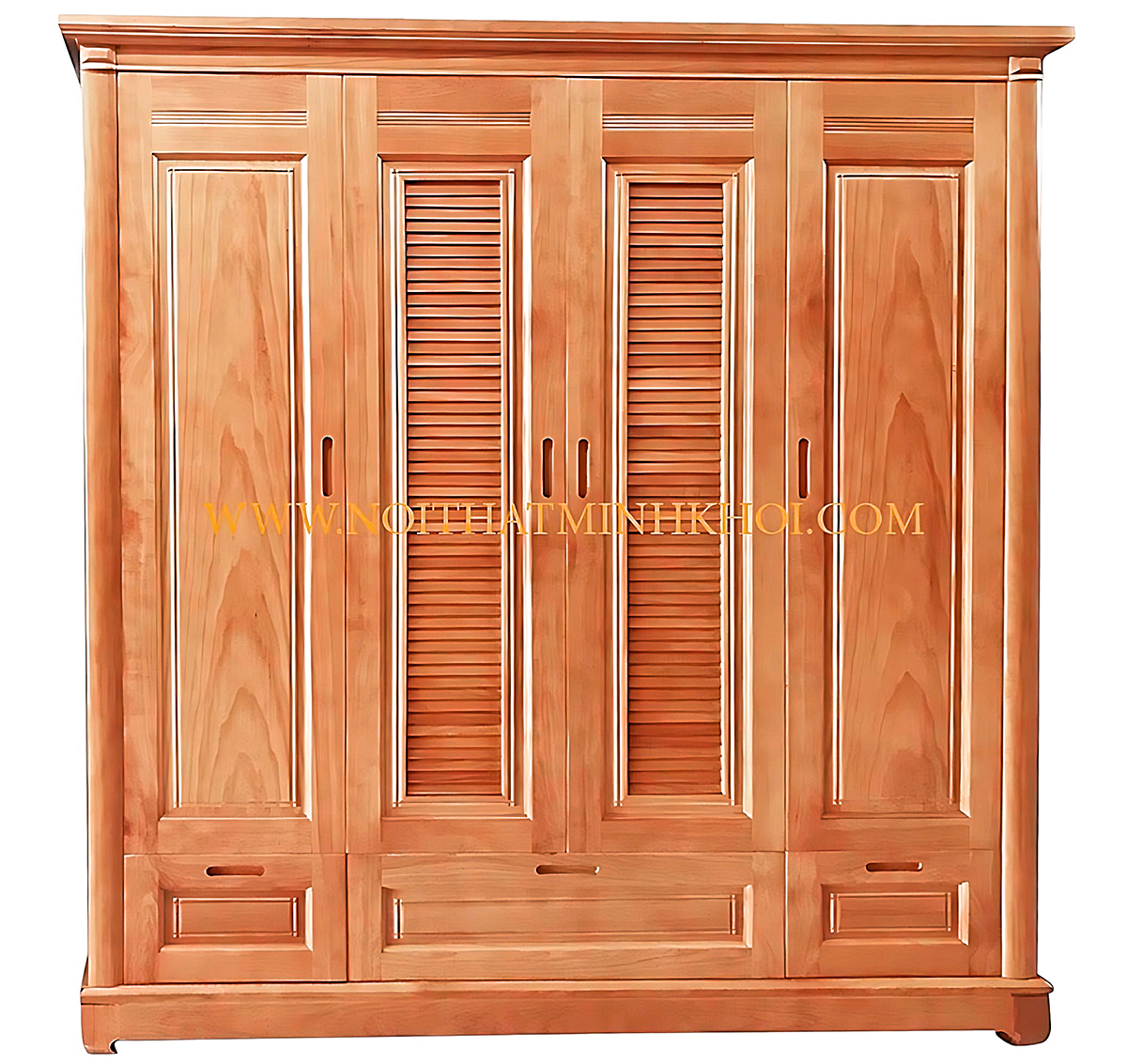 Tủ Quần Áo Gỗ Xoan Đào 4 Cánh 3 Hộc Kéo - TA921